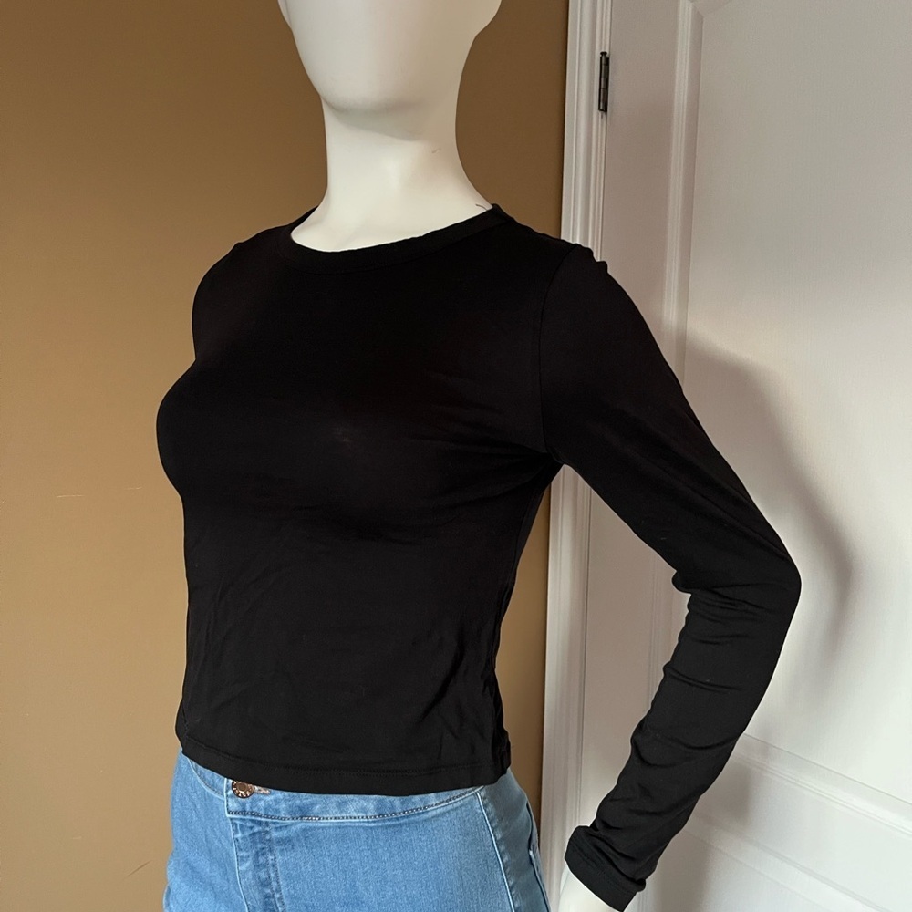 Black Long Sleeve Women's Top - Picture 2 of 5